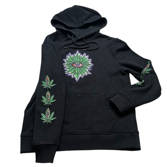 Y2K MBM Eye of Enlightenment Hoodie & Sweatpants Set Black Size S Weed Plant - Picture 13 of 16
